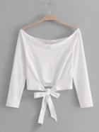 Romwe Off The Shoulder Knot Crop Top
