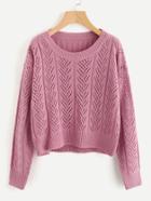 Romwe Ribbed Back Hollow Out Sweater