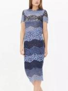 Romwe Color-block Keyhole Back Top With Lace Skirt