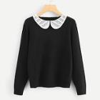 Romwe Contrast Lace Peter Pan Collar Sweater