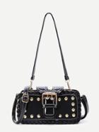 Romwe Studded Design Pu Bag With Convertible Strap