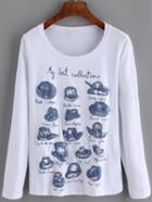 Romwe Round Neck Hats Print T-shirt