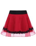 Romwe Lace Sheer Mesh Flare Skirt