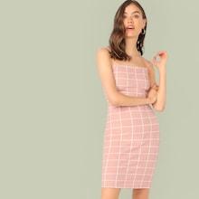 Romwe Grid Bodycon Cami Dress