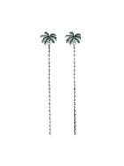 Romwe Coconut Tree Leaf Drop Earrings Long Chain Party Dangle Earrings