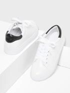 Romwe Lace Up Round Toe Sneakers
