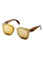 Romwe Leopard Farme Gold Lens Square Sunglasses