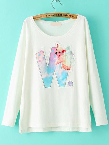 Romwe Dog Print T-shirt