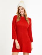 Romwe Red Dropped Shoulder Seam Shift Sweater Dress