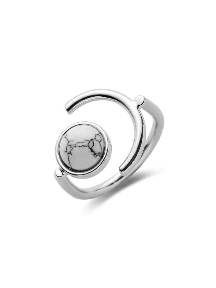 Romwe Minimalist Geometric Ring With Marble