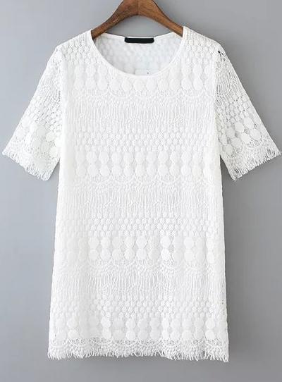 Romwe Round Neck Lace A-line Dress
