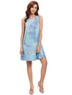 Romwe Crew Neck Ink Print Tie-dye Casual Dress