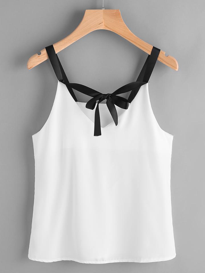 Romwe Self Tie Front Chiffon Cami Top