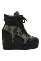 Romwe Camouflage Print Wedges Shoes