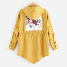 Romwe Flap Pocket Drawstring Waist Hooded Coat