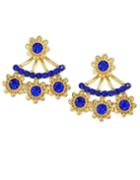 Romwe Blue Rhinestone Stud Earrings