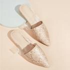 Romwe Snakeskin Pattern Point Toe Flat Mules