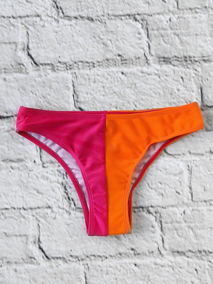Romwe Two Tone Bikini Bottom