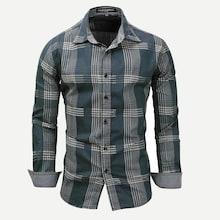 Romwe Men Plaid Collar Denim Shirt