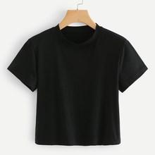 Romwe Cut And Sew Panel Crop Tee