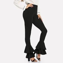 Romwe Flare Leg Tiered Pants