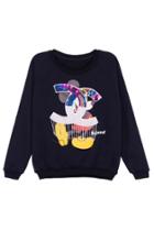 Romwe Romwe Mickey Under Double C Print Long-sleeved Sweatshirt