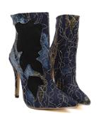 Romwe Blue Vintage Sheer Mesh High Heel Shoes