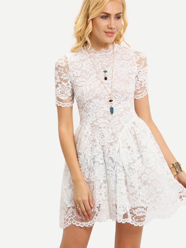Romwe High Neck Lace Dress