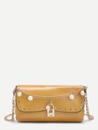 Romwe Faux Pearl Design Crossbody Bag With Studded