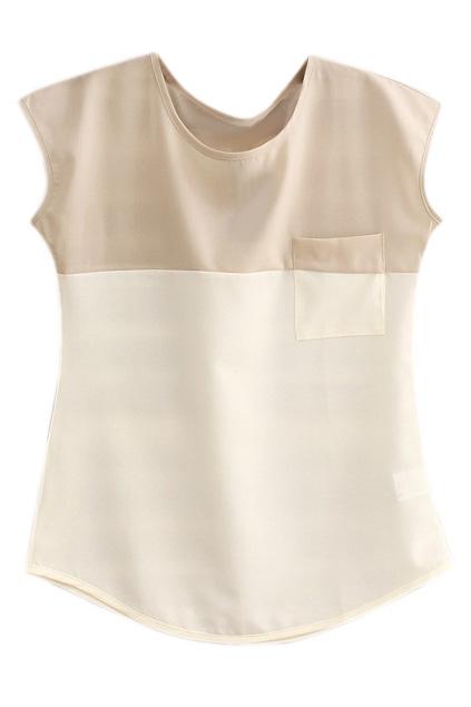 Romwe Romwe Color Block Arc Hem Khaki T-shirt