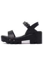 Romwe Black Lug Sole Open Toe Platform Sandals