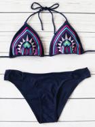 Romwe Tribal Pattern Triangle Bikini Set