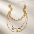 Romwe Shell & Bead Decor Chain Layered Pendant Necklace 1pc