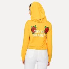 Romwe Letter Print Tunic Hoodie