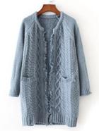 Romwe Frayed Edge Raglan Sleeve Sweater Coat