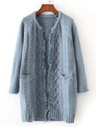 Romwe Frayed Edge Raglan Sleeve Sweater Coat
