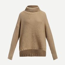 Romwe Stepped Hem Honeycomb Knit Sweater