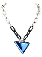 Romwe Blue Triangle Gemstone Chain Necklace