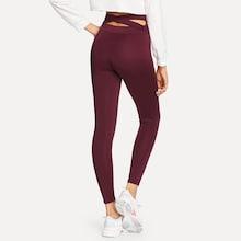 Romwe Plain Criss Cross Leggings