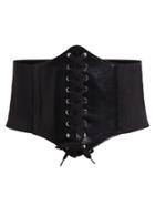 Romwe Black Lace Up Faux Leather Wide Waist Belt