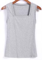 Romwe Square Neck Slim Grey Vest