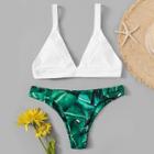 Romwe Triangle Top With Random Tropical Low Rise Bikini