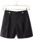 Romwe Back Zipper Slim Black Shorts