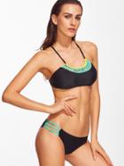 Romwe Black Contrast Trim Criss Cross Bikini Set