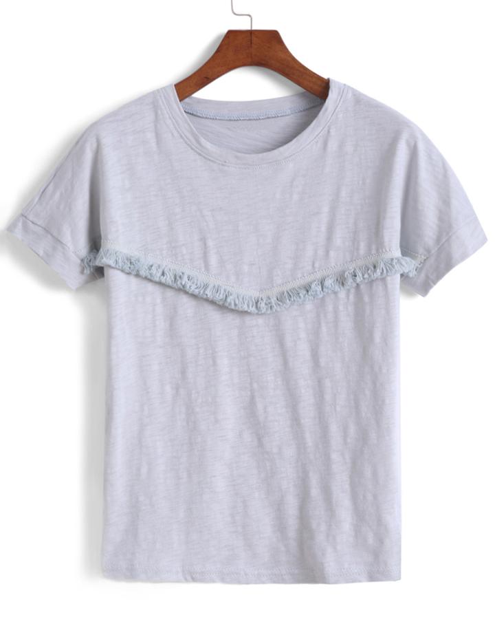 Romwe With Tassel White T-shirt