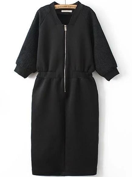 Romwe Long Sleeve Zipper Back Slit Dress