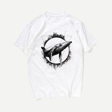 Romwe Men Whale And Geo Print Tee