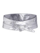 Romwe Sparkly Silver Knotted Front Wide Belt