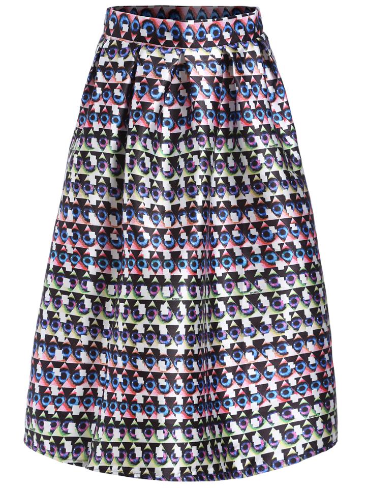 Romwe Eye Print Multicolor Skirt