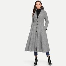 Romwe Single Breasted Wales Check Coat